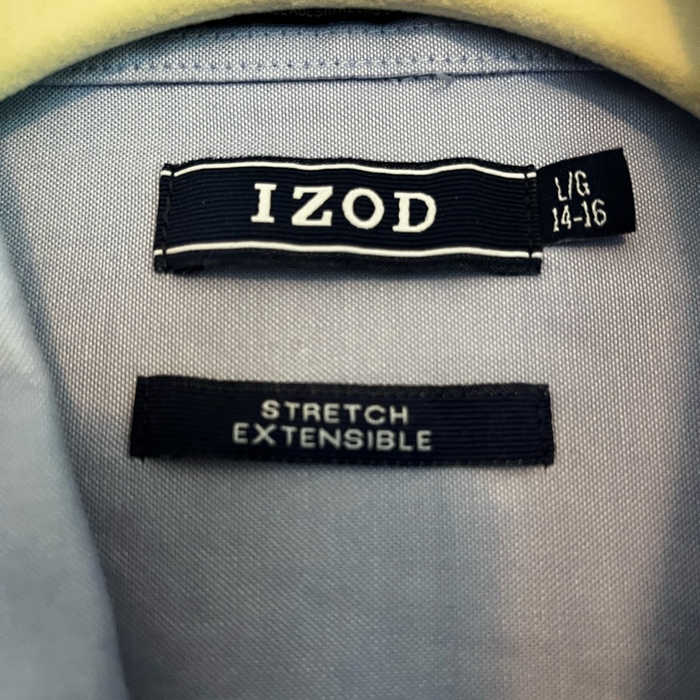 Izod Blue Button Down Shirt with Point Collar - Picture 2 of 2